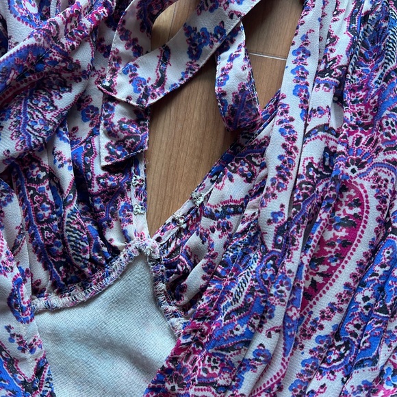 Free People Mirage Paisley Maxi Dress Long Sleeve Boho Tassel Size 0 - Picture 14 of 16